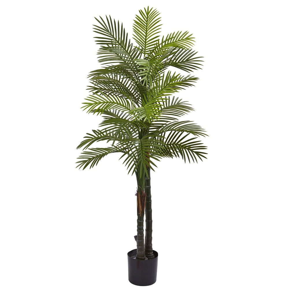 Nearly Natural Double Robellini Plastic 5.5 Foot Uv Resistant Indoor Outdoor Palm Tree
