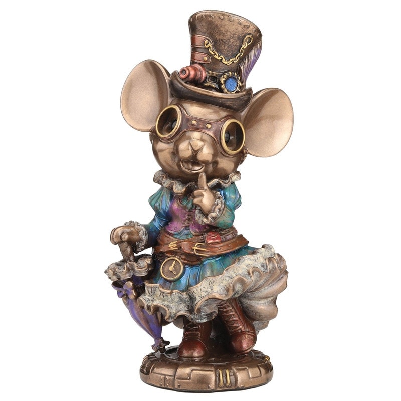 5.51 In H Steampunk Lady Mouse Figurine Poly Resin