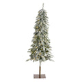 5.5 Flocked Washington Alpine Christmas Tree With 150 Led Lights Green