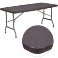 32.5 Inch Wide X 67.5 Inch Long Rattan Plastic Folding Table