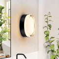 5.9 W Modern Black Circular Clear Frosted Glass Integrated Led Wall Sconce Flush Mount Ceiling Light