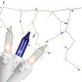 Set Of 50 Blue And Clear Mini Window Curtain Icicle Christmas Lights White Wire