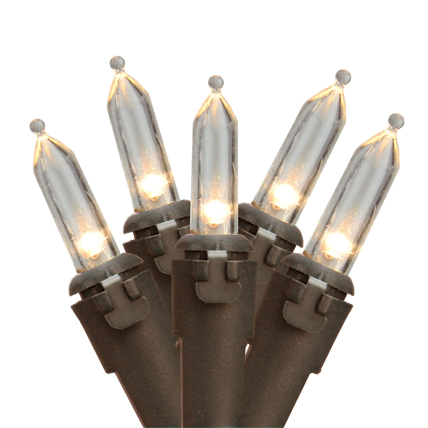 Set Of 50 Warm White Led Mini Christmas Lights 4 Spacing Brown Wire