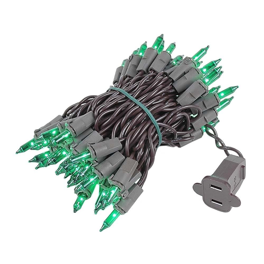 50 Light Christmas Mini Light Set Brown Wire 11 Long
