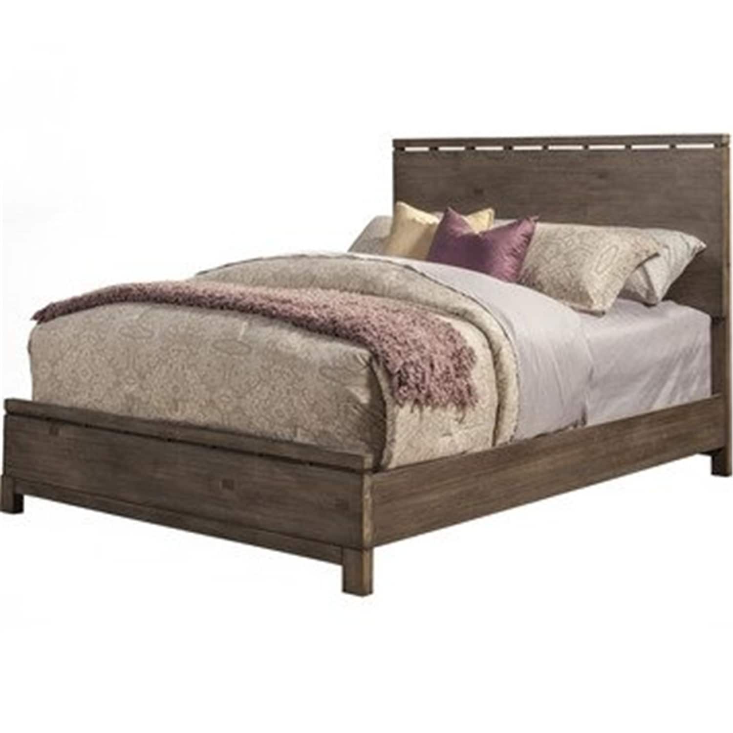 50 In.H Beige Wood Frame King Size Panel Bed With Microfiber Upholstery Material And Bed Frame Mounted