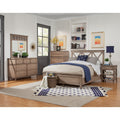 50 In.H Brown Wood Frame Full Size Panel Bed With Microfiber Upholstery Material And Bed Frame Mounted