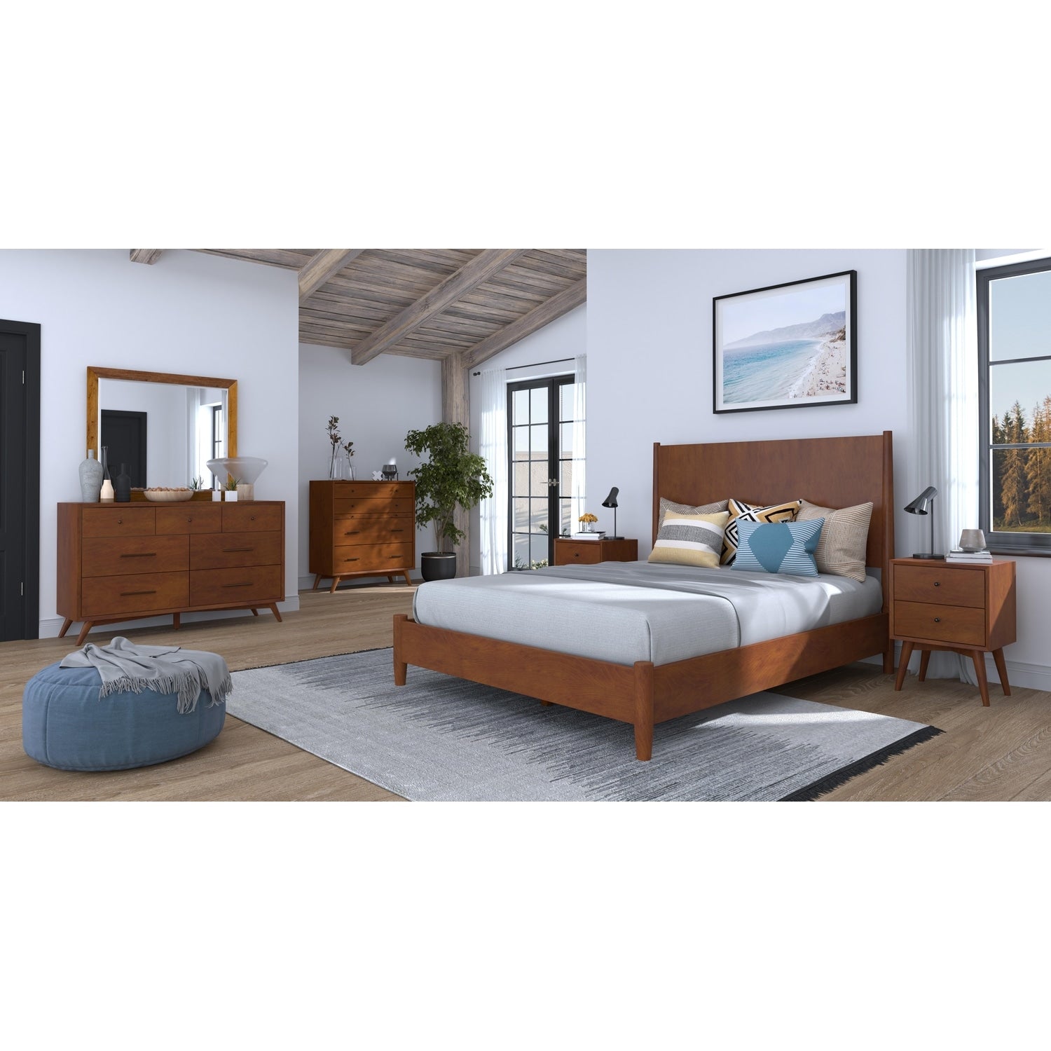50 In.H Brown Wood Frame King Size Panel Bed With Microfiber Upholstery Material And Bed Frame Mounted