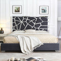 50 In.H Gray Wood Frame Queen Size Panel Bed With Velvet Upholstery Material And Bed Frame Mounted