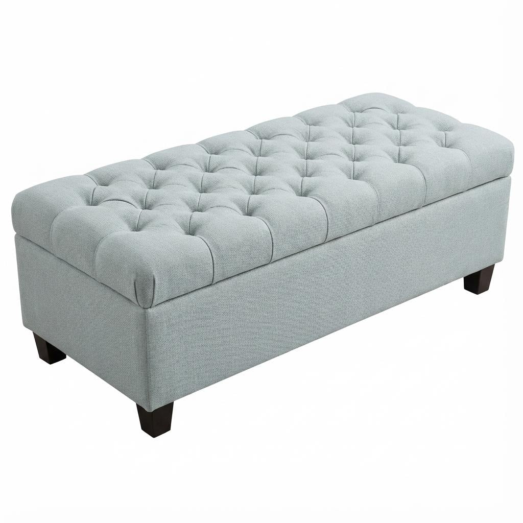 50.25 Storage Ottoman Bench Baby Blue Storage Bench End Of Bed With Safety Hinges Footrest Stool For Living Dining Room