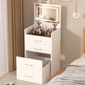 50.39 H Compact 3 In 1 Vanity Desk With Open Top Mirror Visible Glass Desktop 3 Drawers