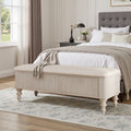 50.8 Multi Functional Storage Ottoman Bench Solid Rubberwood Bed End Bench With Linen Seat Storage Bench For Bedroom