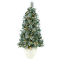 50 Artificial Christmas Tree With 100 Lights In White Planter