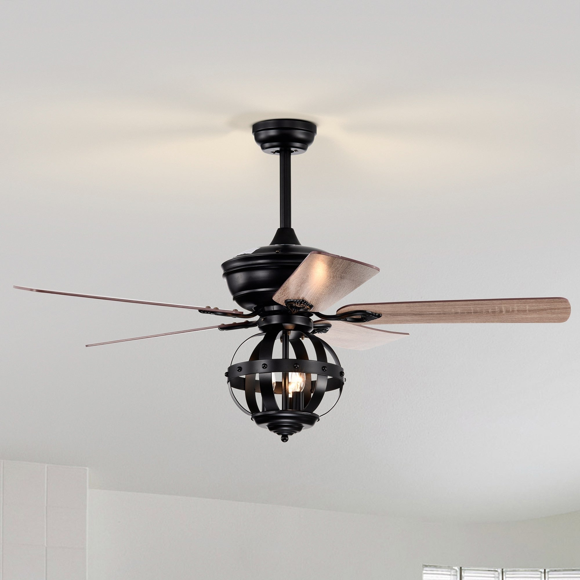 Rustic 52 In Matte 5 Blade Ceiling Fan With Cage