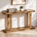 50 Minimalist Modern Console Table Inlaid Assembly Design Solid Wood Legs Pine Veneer Thick Tabletop Bottom Shelf