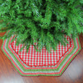 50 7 Sided Woodland Red Plaid Christmas Tree Skirt With Pom Trim And Lodge Border