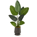 50 Travelers Palm Artificial Tree In Ribbed Metal Planter