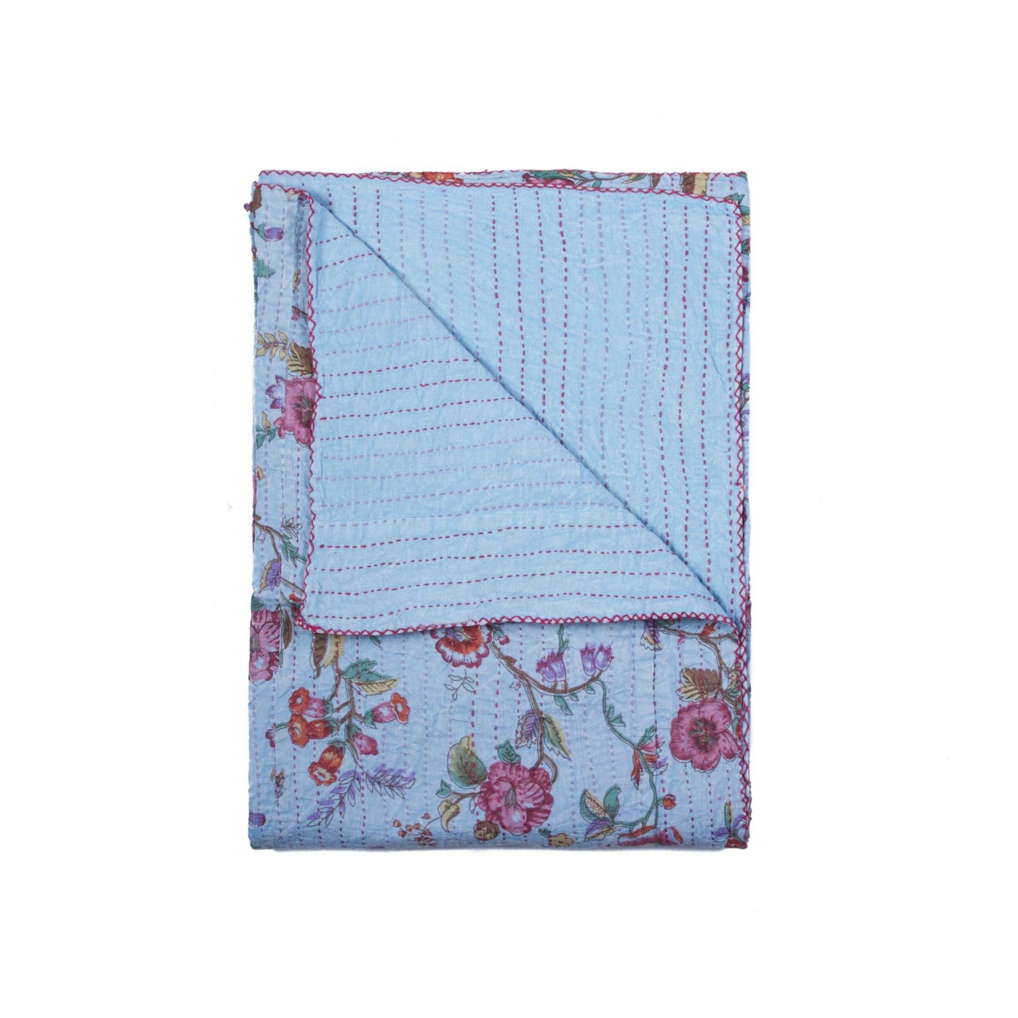 50 X 70 Multicolored Kantha Cotton Throw