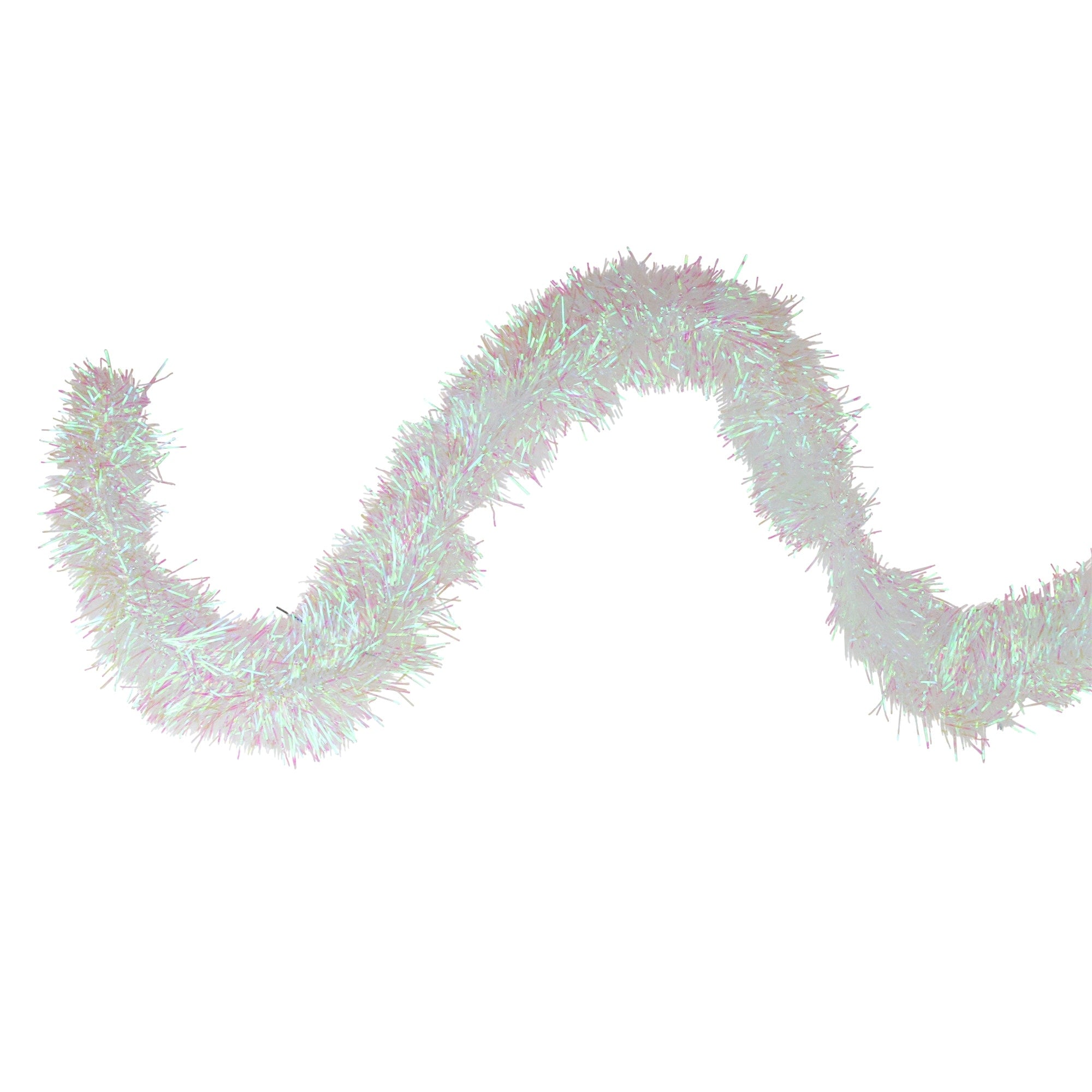 50 Traditional Shiny White Iridescent Christmas Foil Tinsel Garland Unlit