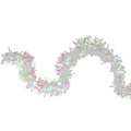 50 White Iridescent Wide Cut Christmas Tinsel Garland Unlit