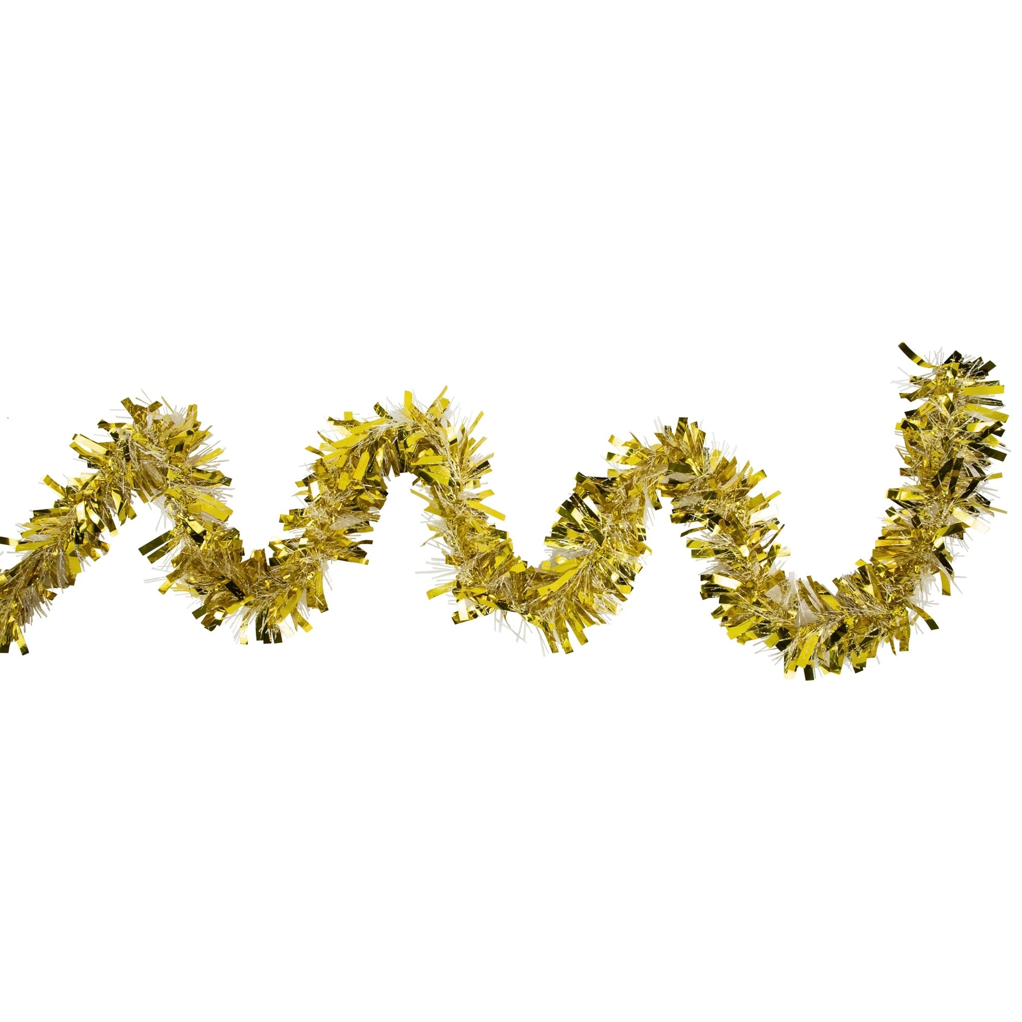 50 Gold And White Wide Cut Christmas Tinsel Garland Unlit