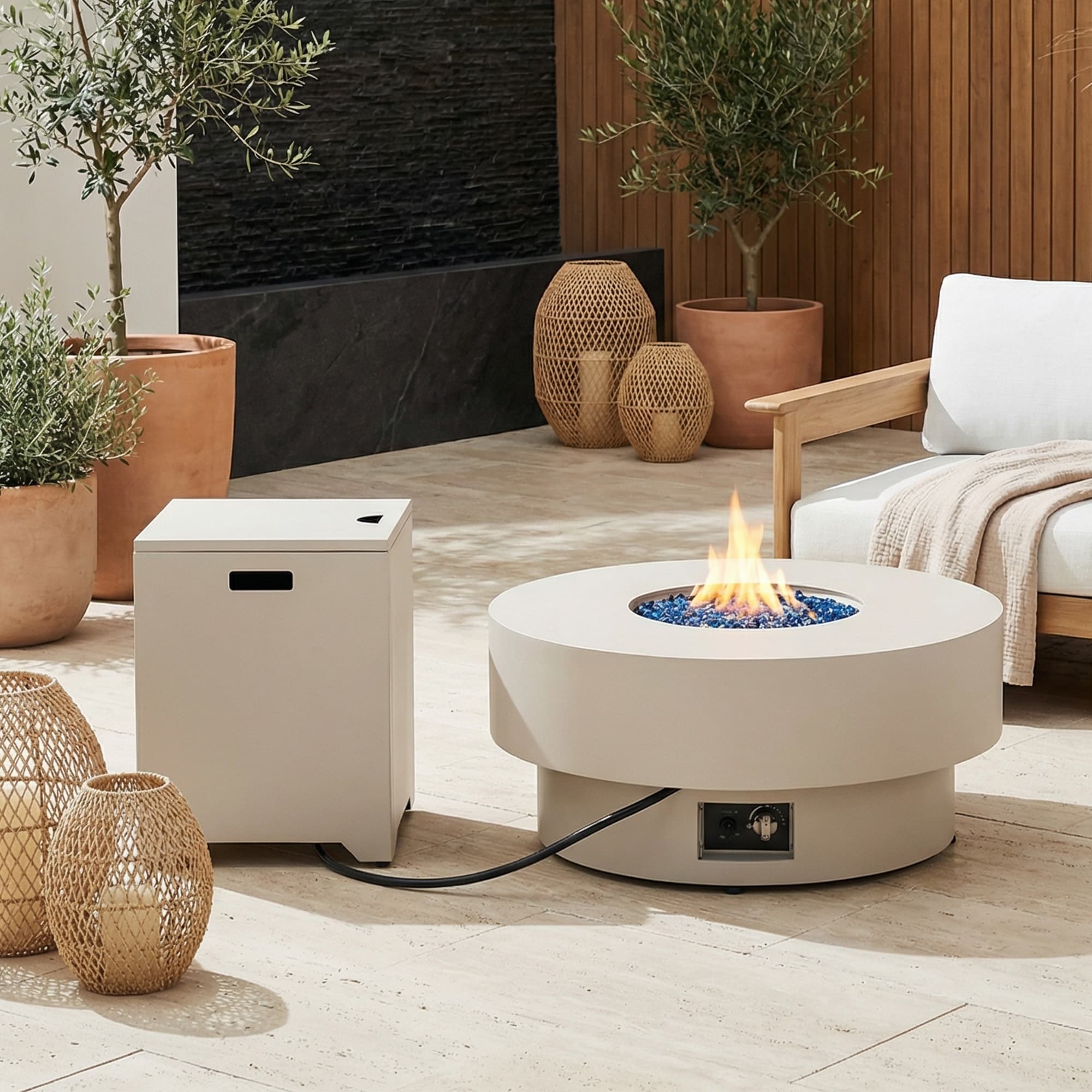 50 000 Btu Outdoor Steel Gas Fire Pit Table With Hidden Propane Tank Cover Fully Assembled Patio Heater With Pulse Ignition