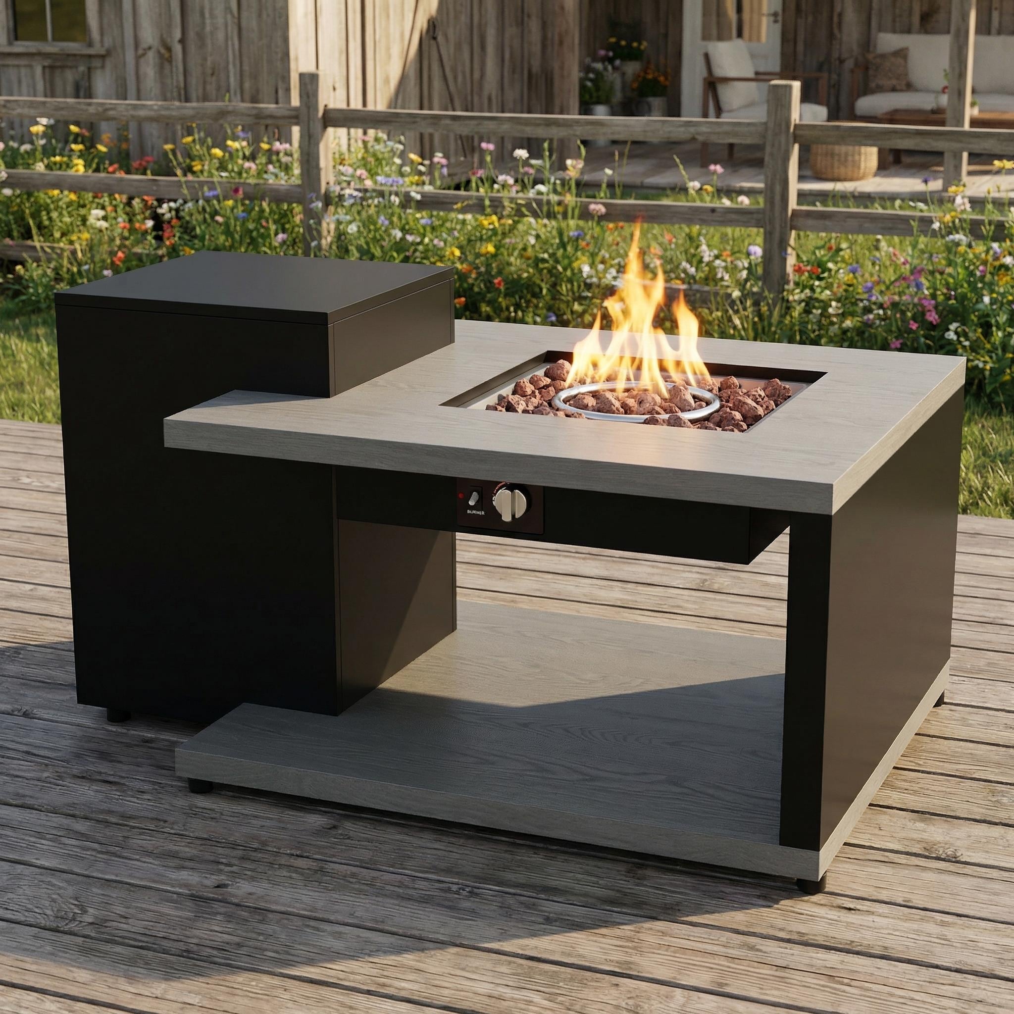 50 000 Btu Propane Fire Pit Table With Hidden Tank Storage Outdoor Gas Fire Table With Zinc Aluminum Top Patio Fire Table