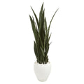 Nearly Natural Sansevieria 51 Inch High Artificial Plant In White Ceramic Planter