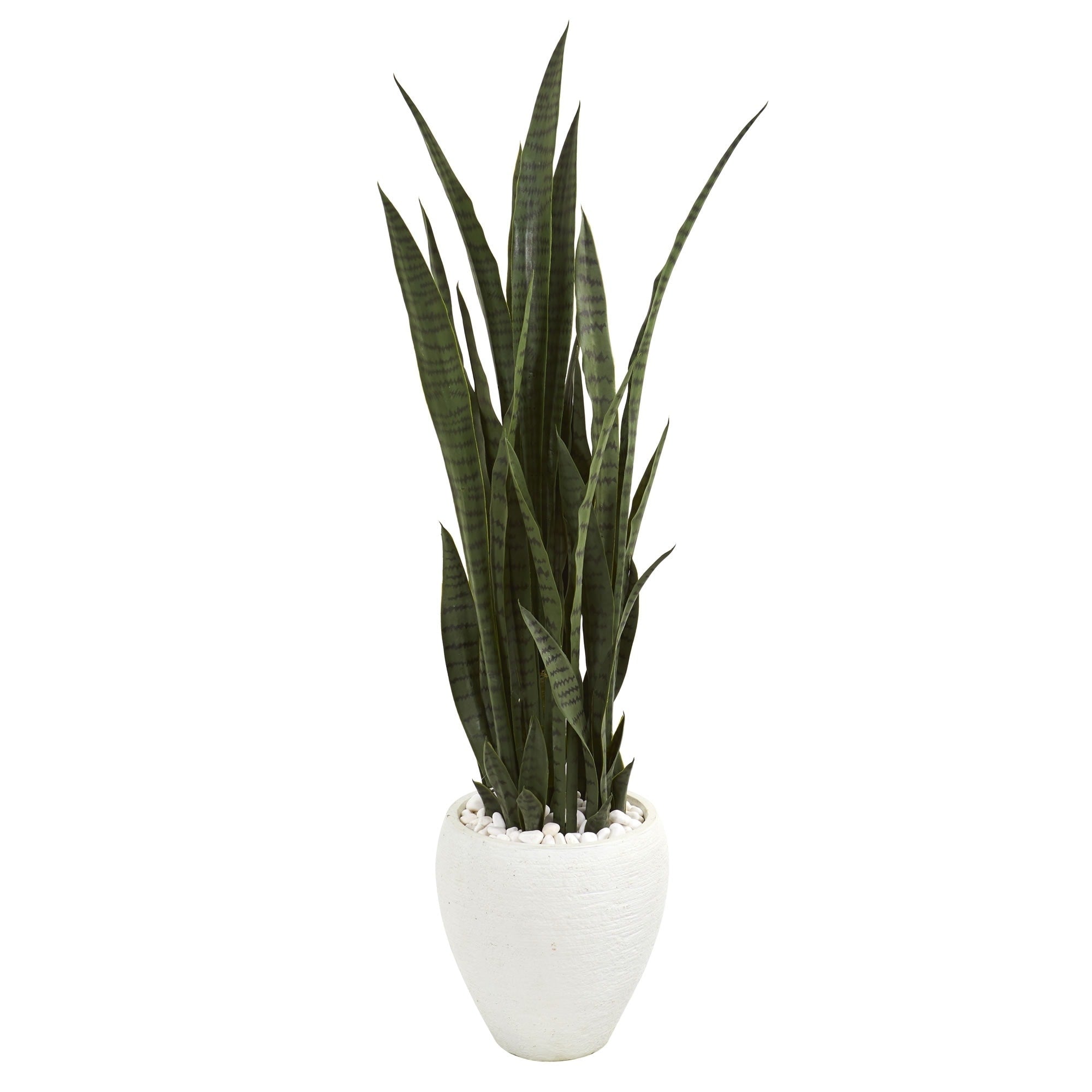 Nearly Natural Sansevieria 51 Inch High Artificial Plant In White Ceramic Planter