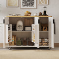 51.30 Fluted Kitchen Island With Drop Leaf Rolling Wheels Internal Storage Rack And Towel Rack 51.3 X 29.5 X 36.4