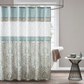 510 Design Josefina Blue Printed And Embroidered Shower Curtain