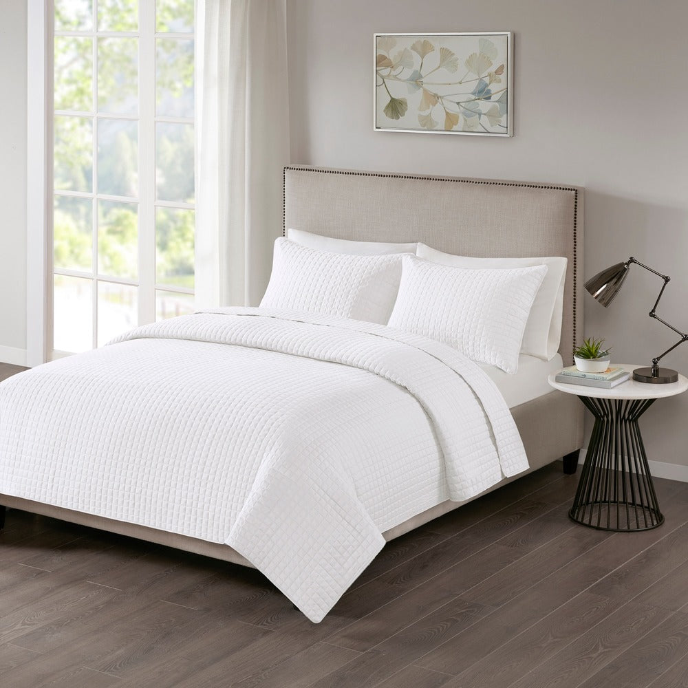 510 Design Nash White Quilted 3 Piece Coverlet Set