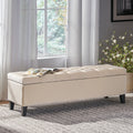 51 Button Tufted Diamond Stitch Storage Ottoman With Pressure Hinges