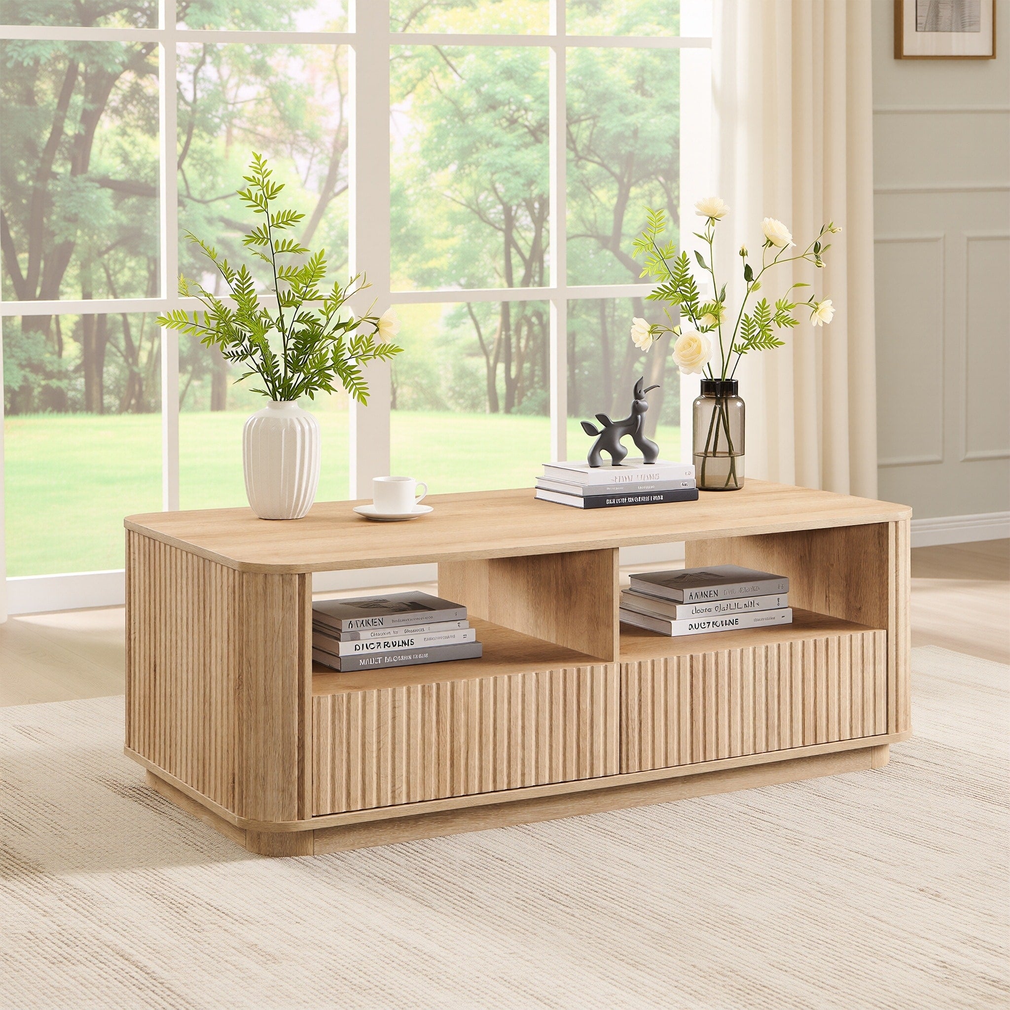 51 Modern Coffee Table Hidden Drawers Wood Center Table Sofa Table