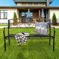 51 Patio Park Garden Outdoor Bench Patio Porch Chair Deck Iron Frame Black