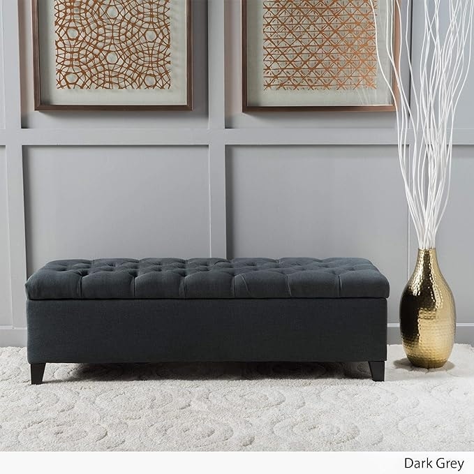 51 Storage Bench With Button Tufted Lid And Soft Close Function