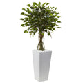 Nearly Natural 52 Inch Ficus Tree With White Planter