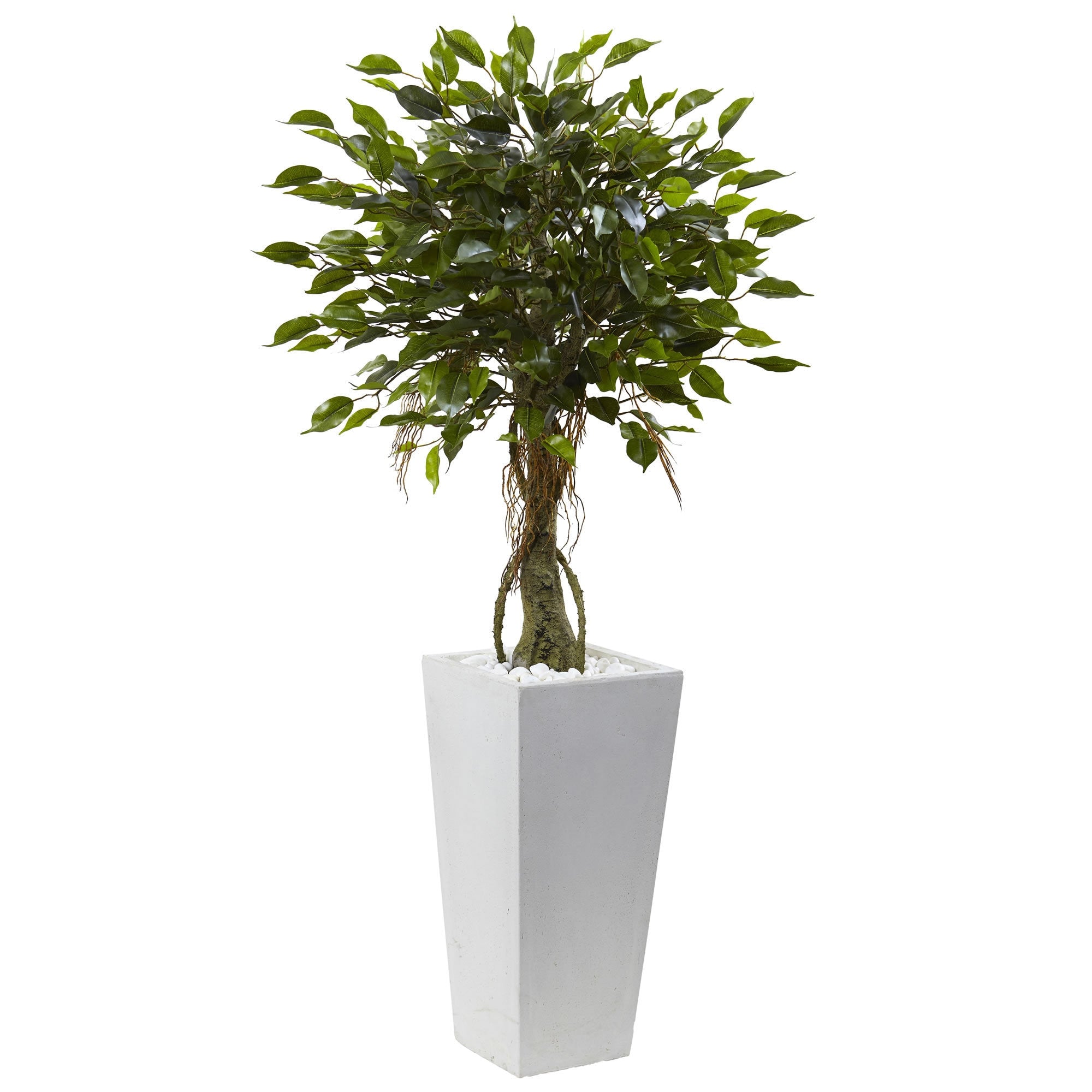 Nearly Natural 52 Inch Ficus Tree With White Planter