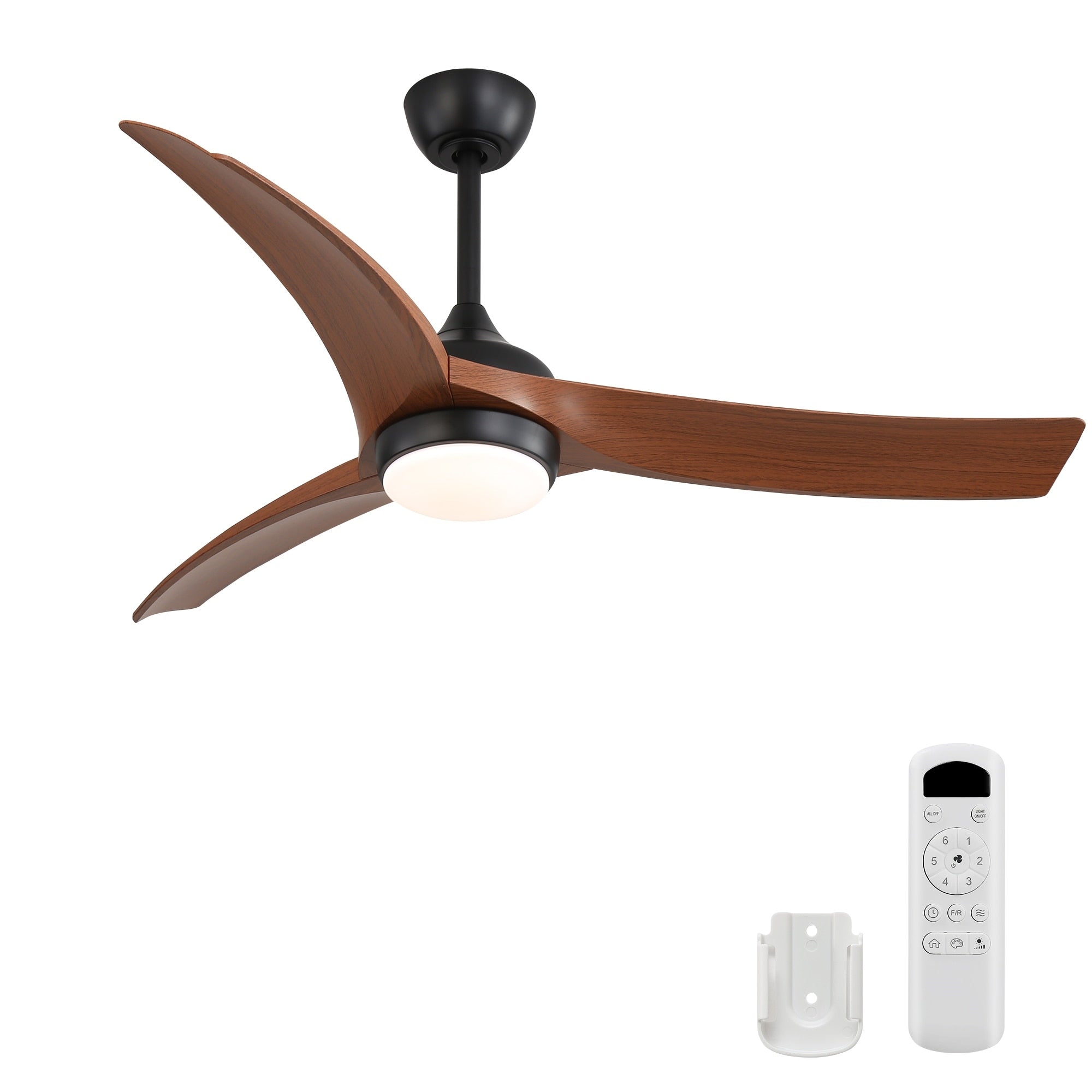 52 Inch Black Ceiling Fan With Light