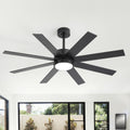 52 Inch Black Ceiling Fan With Lights Remote Control 6 Speed Dc Motor Reversible 3Cct For Bedroom Living Room