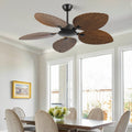 52 Inch Ceiling Fan Brown Retro 5 Palm Leaf Shaped Blades Tropical 52 Inches