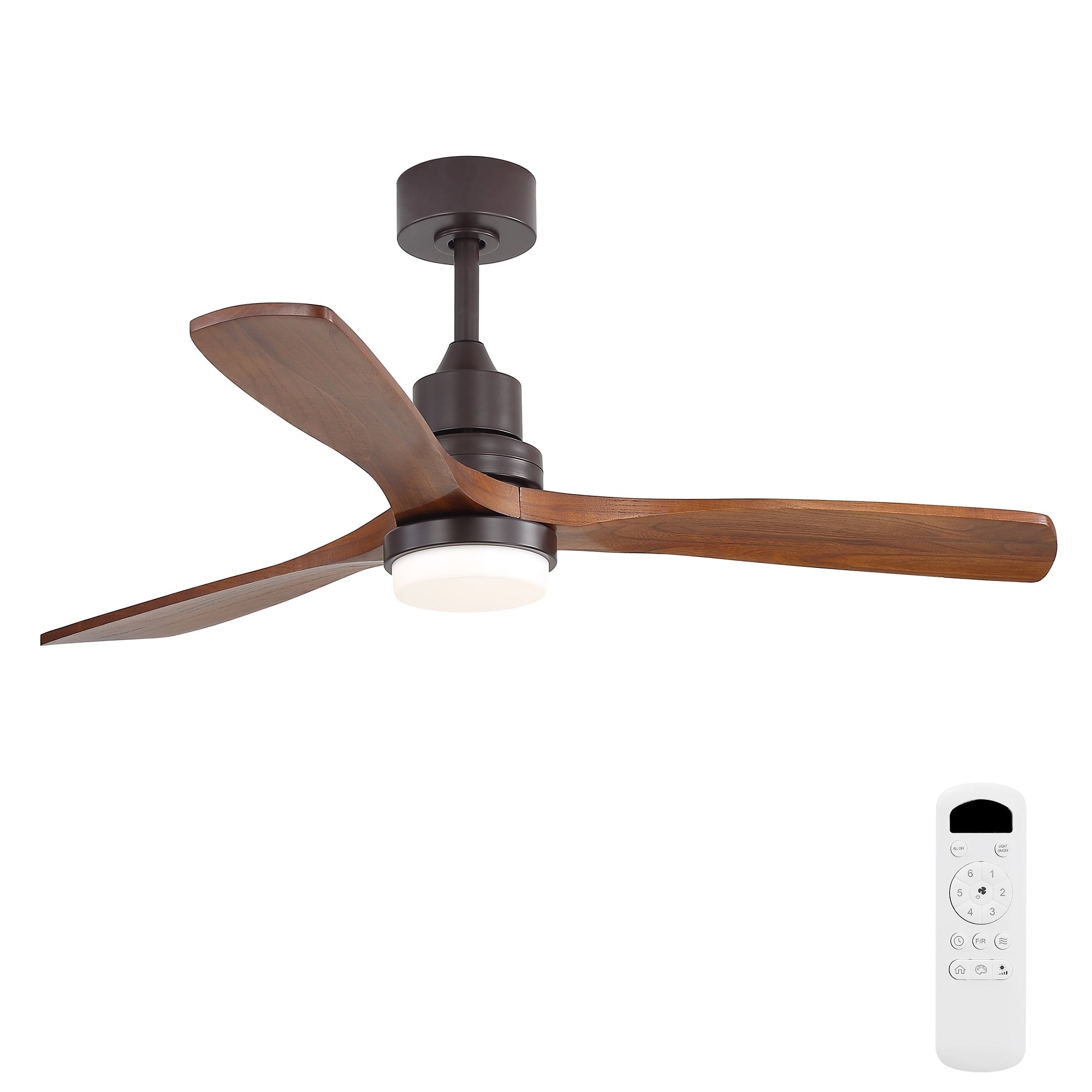 52 Inch Ceiling Fan With Led Light 3 Adjustable Color Temperatures Memory Function Coffee