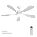 52 Inch Ceiling Fan With Light Tri Color Dimmable With Memory 5 White Abs Blades For Bedroom Living Room