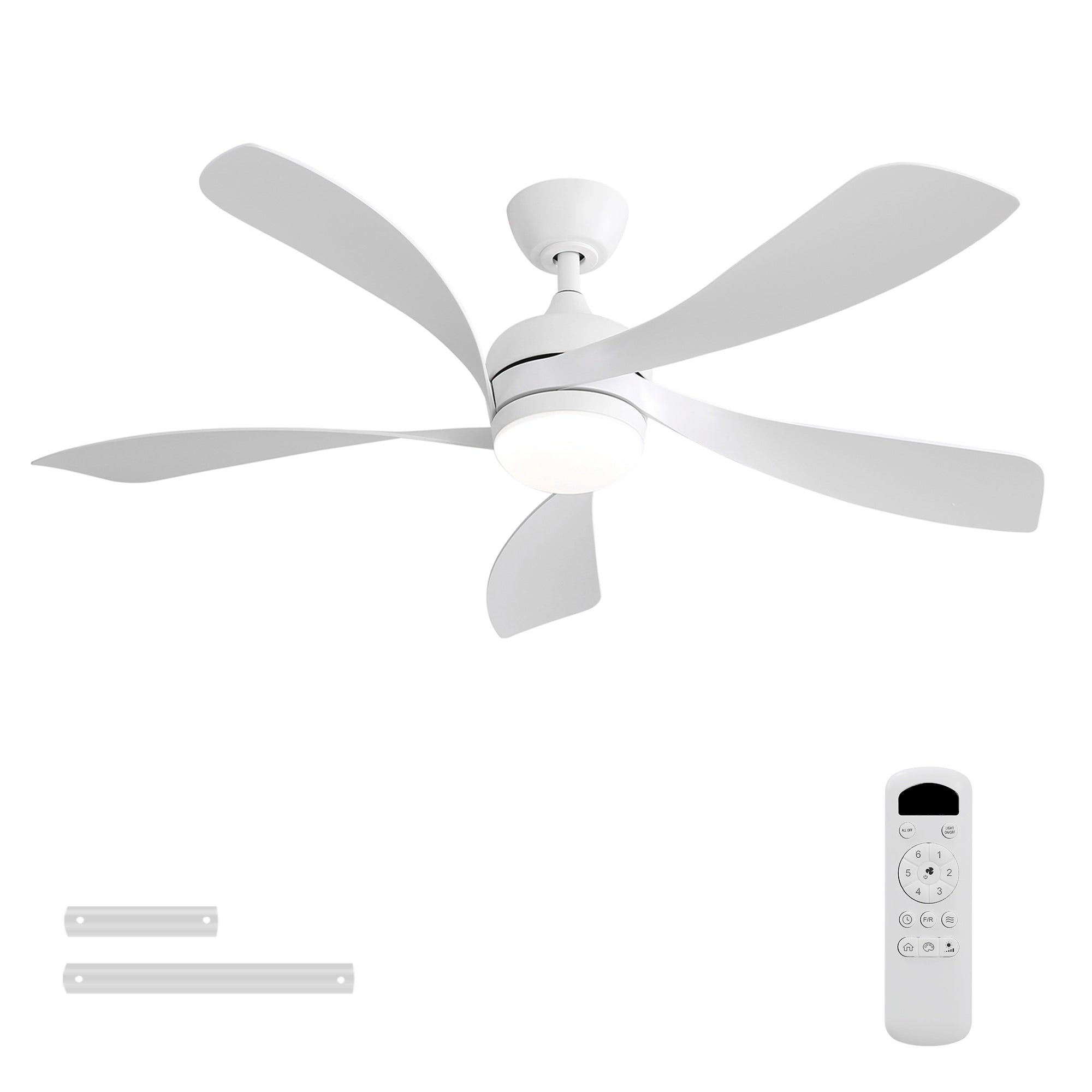 52 Inch Ceiling Fan With Light Tri Color Dimmable With Memory 5 White Abs Blades For Bedroom Living Room