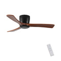 52 Inch Ceiling Fan With Remote Control Low Profile Flush Mount Ceiling Fan Without Light Noiseless Reversible Dc Motor