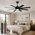 52 Inch Ceiling Fan Without Light 8 Reversible Blades Dc Motor Remote Control 6 Speed Quiet Black Walnut