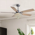 52 Inch Ceiling Fans With Lights And Remote Control Chrome Modern Crystal Ceiling Fans Led Flush Mount Fandelier For Bedroom