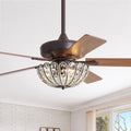 52 Inch Coffee Color Ceiling Fan With Crystal Light