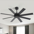 52 Inch Modern Ceiling Fan No Light Dual Finish Black Walnut Blades Remote Control Quiet Dc Motor 52 Inch