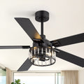 52 Inch Modern Crystal Ceiling Fan For Bedroom Remote Control 6 Speed Quiet Dc Motor Dual Finish Blades
