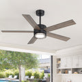 52 Inch Modern Led Ceiling Fan With Remote Matte Black Wood Grain Blades Quiet Dc Motor Dimmable 3Cct Light